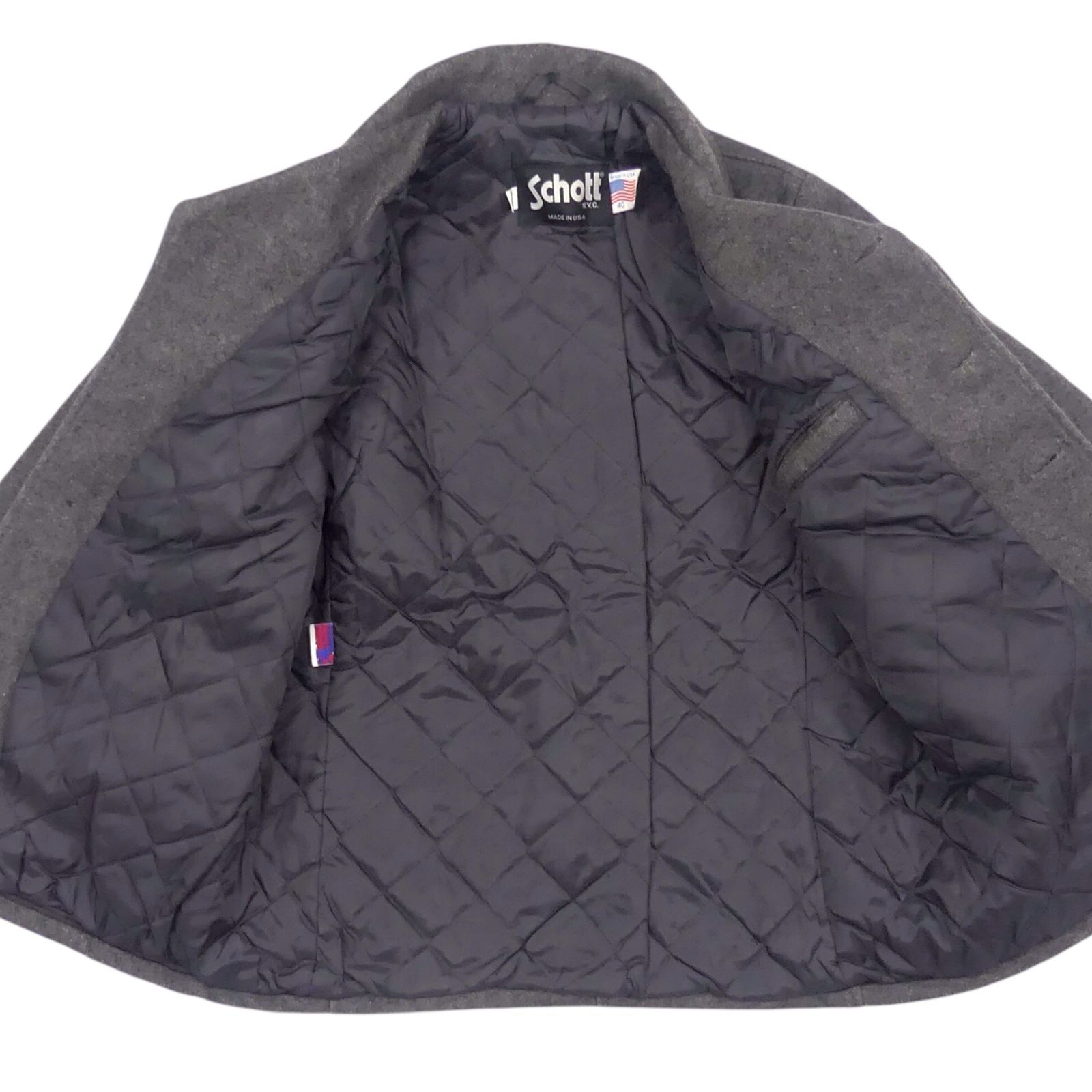 【美品】ショット ピーコート シングル グレー 40 Lサイズ Schott ショット Pコート 40 ピーコート シングル L グレー USA