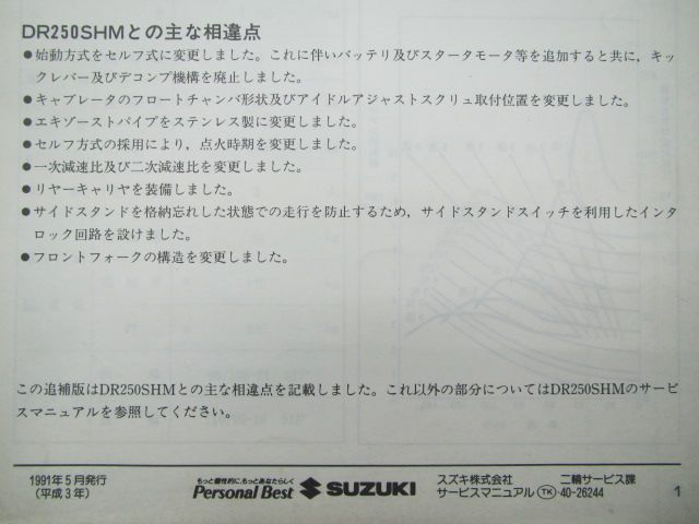 DR250S サービスマニュアル SJ44A-105773～ スズキ 正規 バイク 整備書