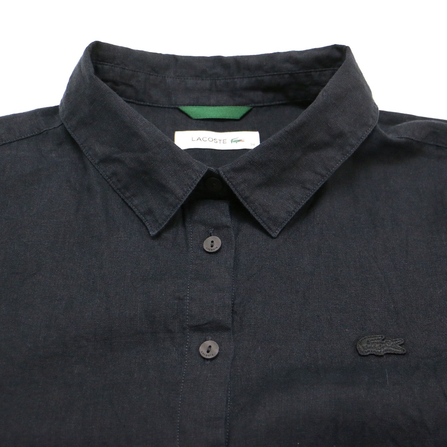 LACOSTE ラコステ シャツ ブラック 黒 サイズ:34 S / リネン コットン