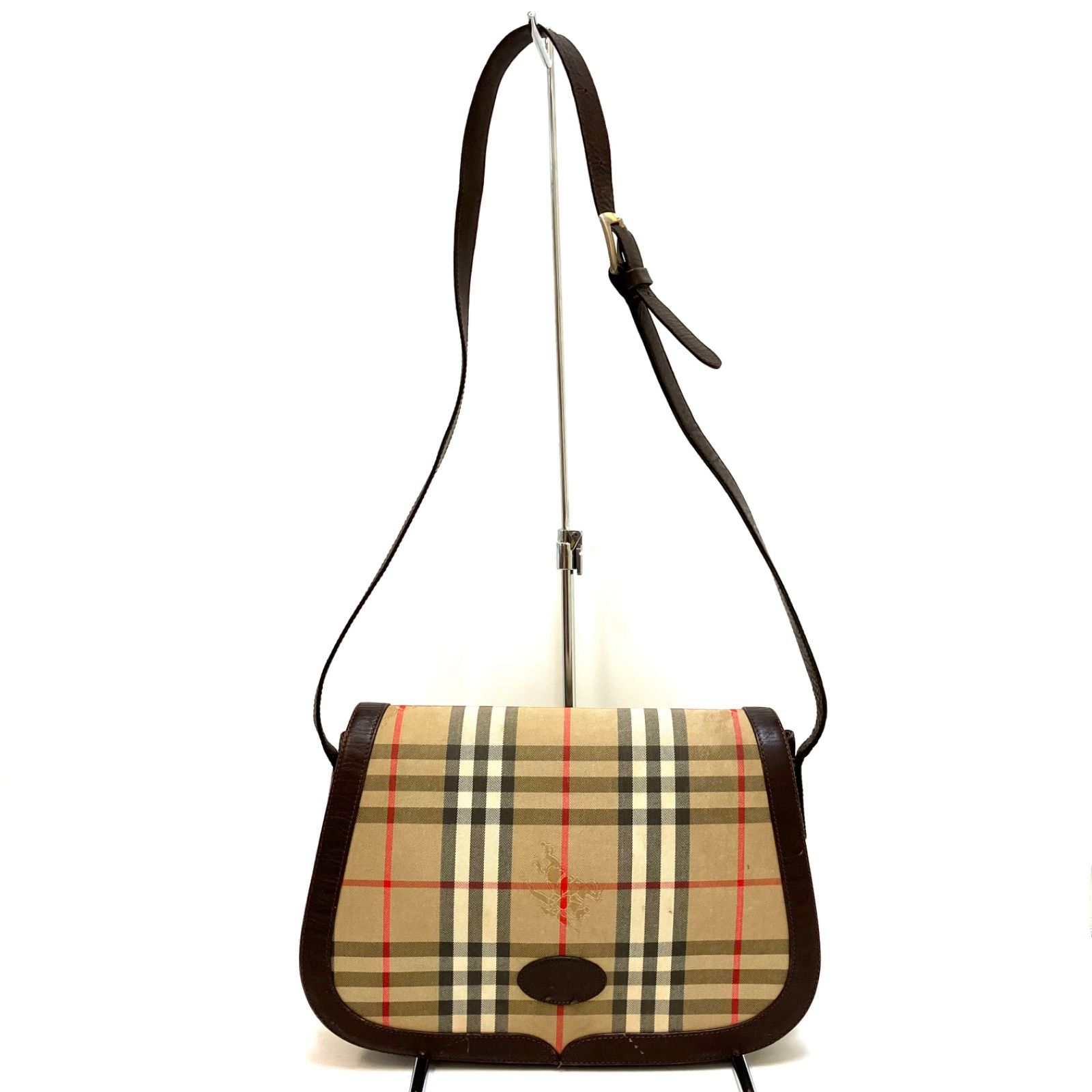 ＊BURBERRY＊バーバリー ショルダーバッグノバチェックキャンバスベージュイギリス製希少＃