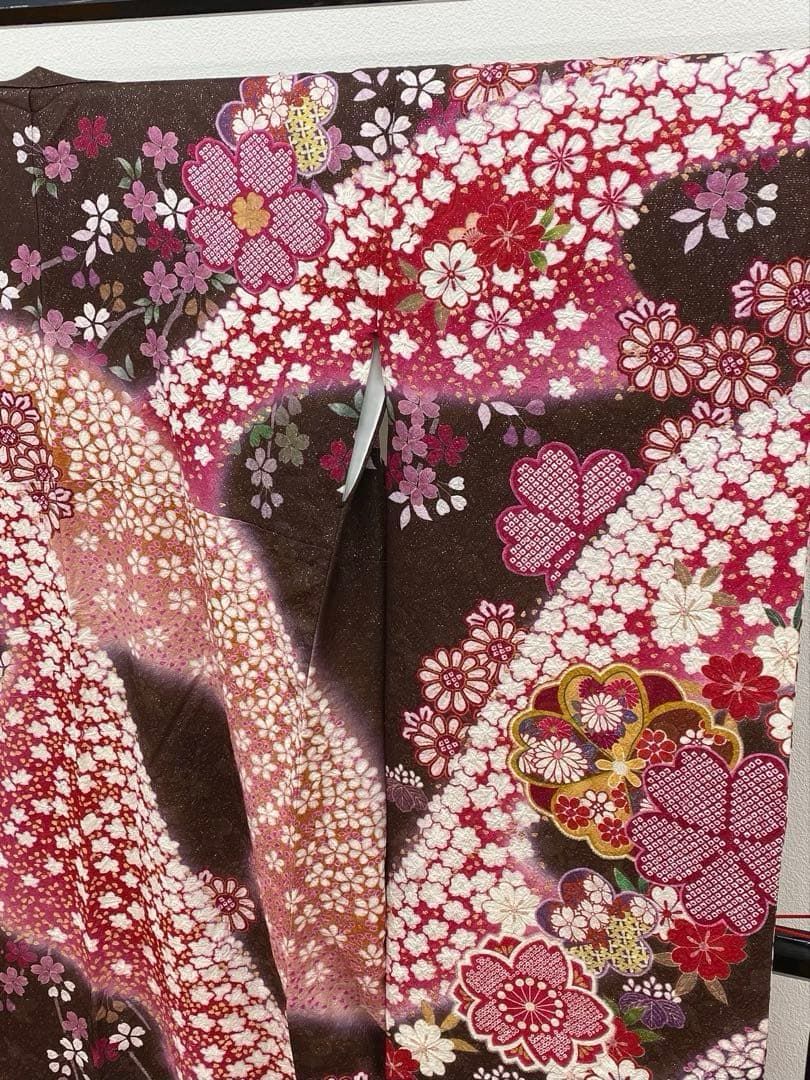 振袖 豪華 銀通し 金彩 紋意匠 絞り加工 桜 身丈175cm トールサイズ