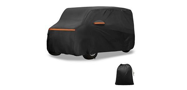 X AUTOHAUX トヨタ ルーミー用 車ボディカバー 自動車カバー 防水生地-5層構造 裏起毛 塗装面保護 運転席ジッパー付き ドア開閉 防風ロープ 収納袋付き 日焼け 梅雨対策 車中泊 仮眠 暑さ対策 UVカット ブラック