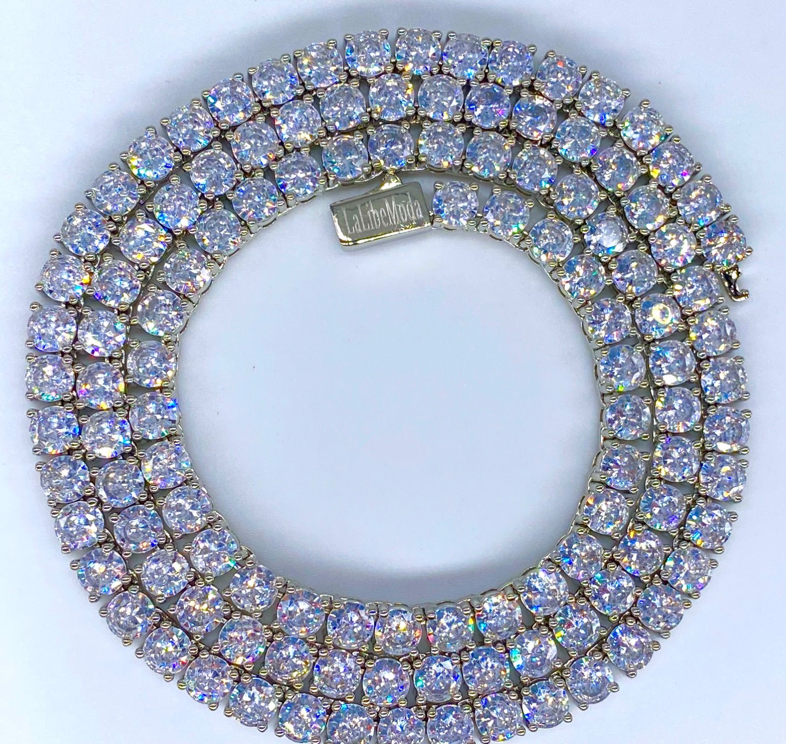 LaLibeModa プッシュバックル シルバー 5ミリ18インチ テニスチェーン