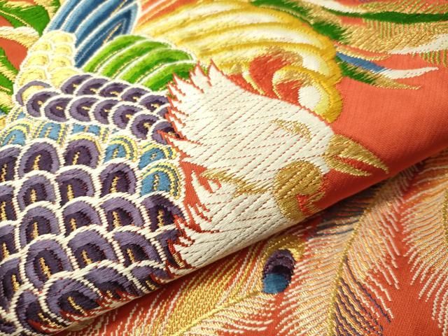 平和屋着物▽六通柄袋帯 唐織 鳳凰 金糸 正絹 逸品 CAAW5729vp