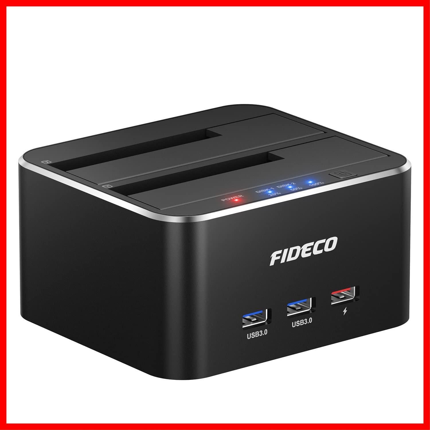 【在庫処分】USB3.0接続 2.5/3.5インチHDD/SSD ドッキングステーション SATA FIDECO I/II/III対応パソコンなしで 外付け HDDスタンド オフラインクローン機能付き(ブラック)