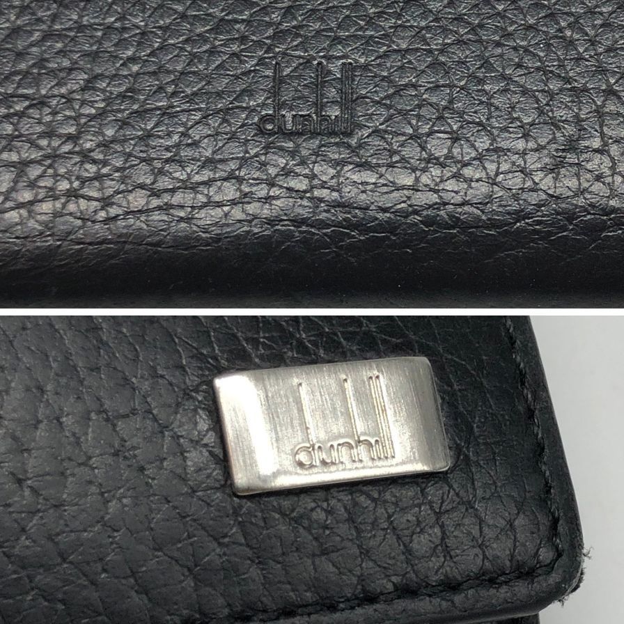 美品　dunhill ダンヒル　スモークシルバー金具　ブラック レザー　ゴルフ ダンヒル ベルト ロゴ シルバー金具 レザー 黒 | arear-shop