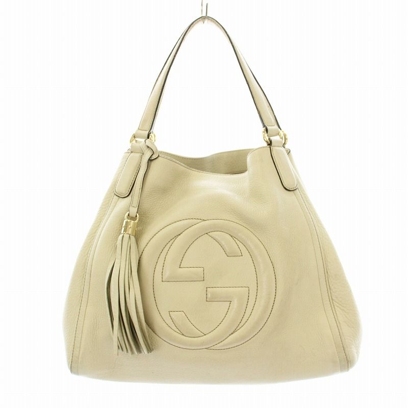 GUCCI ソーホー　ロゴ　ハンドバッグ トートバッグ　レザー　大容量 ✨GUCCI ソーホー レザー トートバッグ✨ - メルカリ