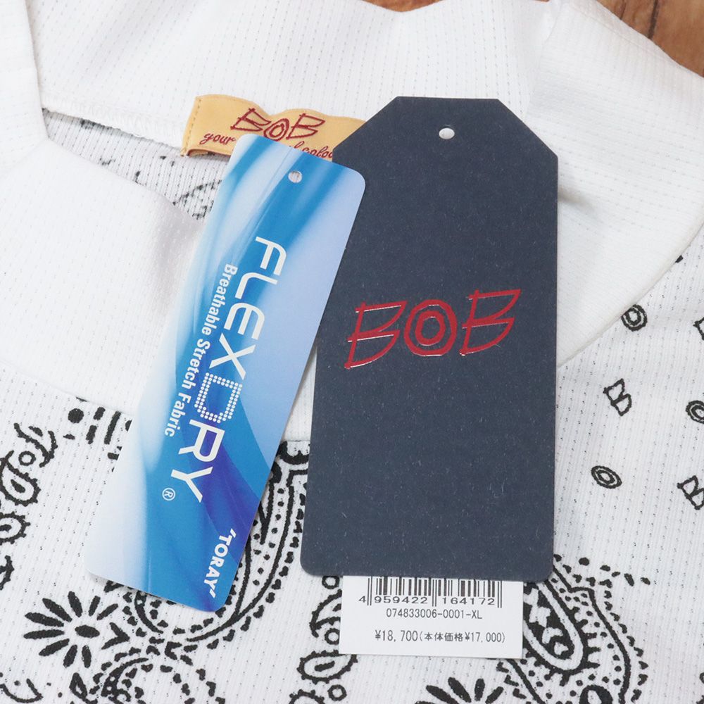 春夏/BOB/XLサイズ/半袖 モックネック Tシャツ FLEXDRY 日本製