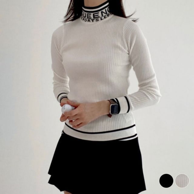 ゴルフウェア レディース 韓国 セーター ニット ハイネック