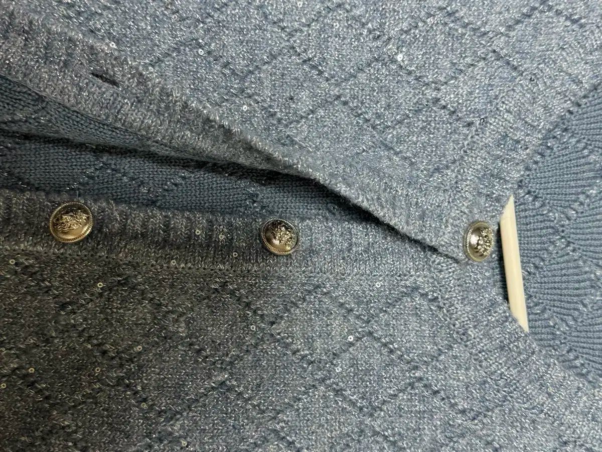 THE LAURENT パールスパンコール カーディガン m ブラック 青