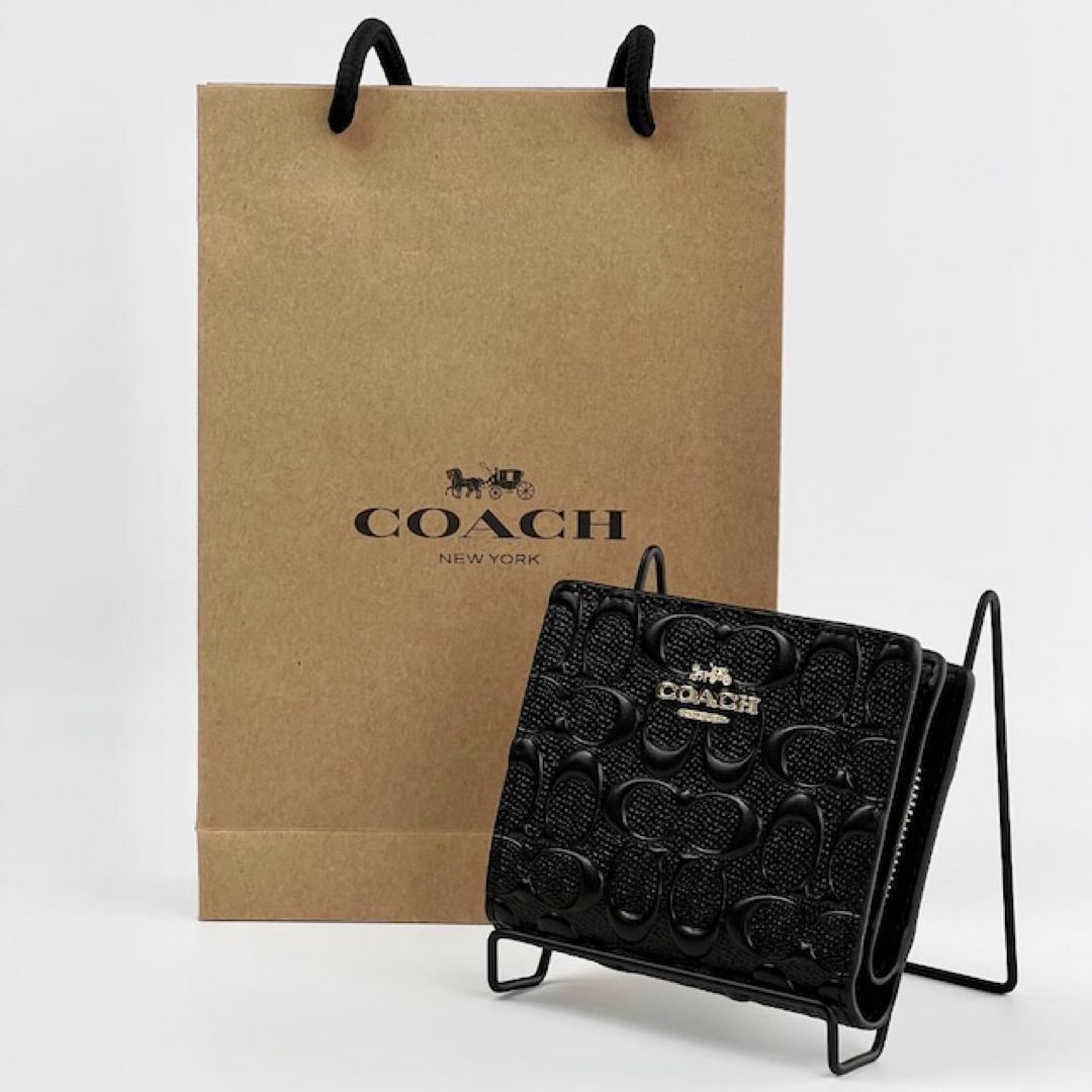 COACH コーチ メンズ 長財布 シグネチャー エンボス ブラック 黒色