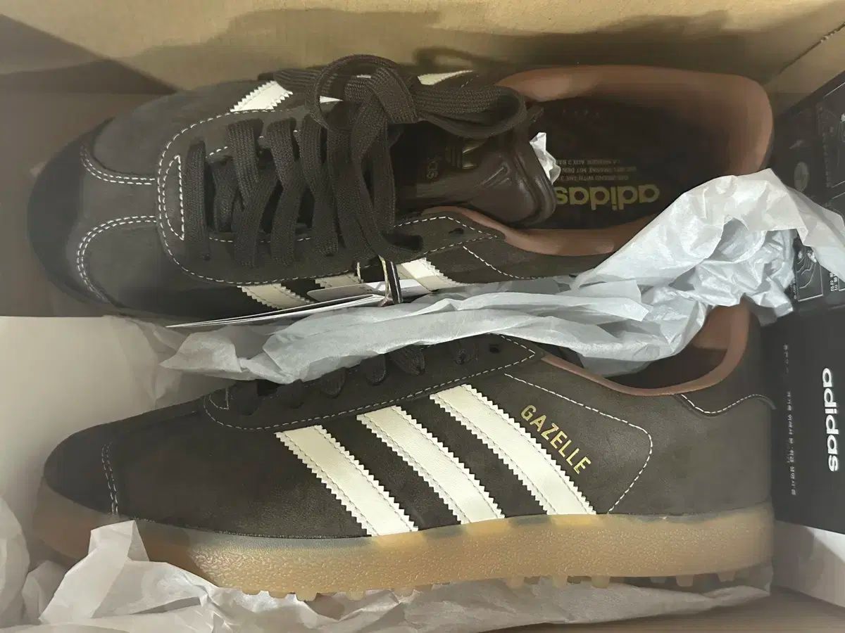 adidas アディダス ガゼル ゴルフシューズ ブラウン JQ7747 255