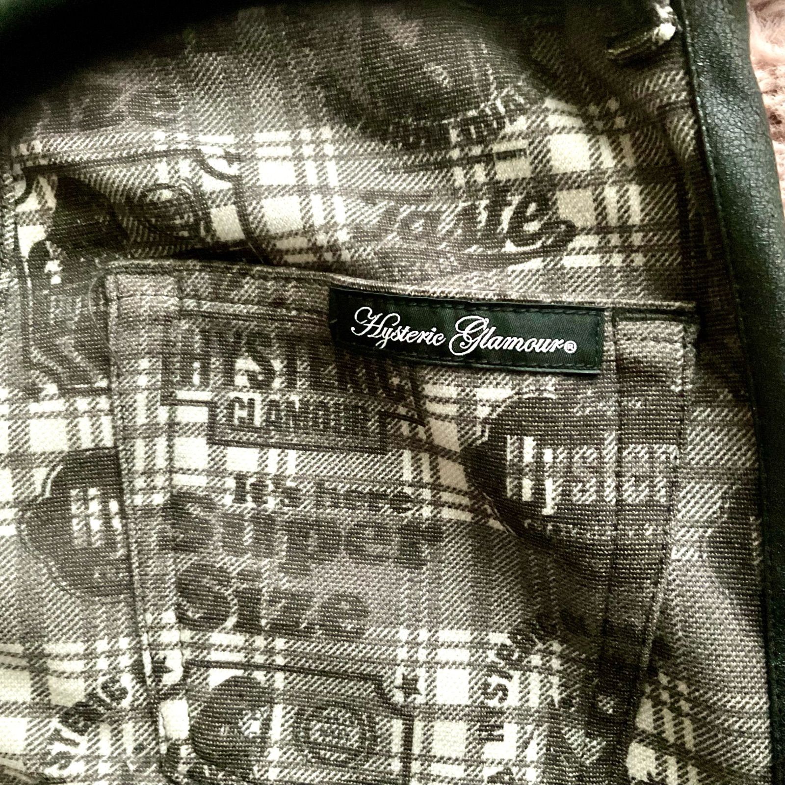 ヒステリックグラマー ファックベア デニム転写プリント/チェック グレー リバーシブル レギンス スパッツ レディース FREE HYSTERIC GLAMOUR - HYSTERIC GLAMOUR デニム転写プリント スウェット