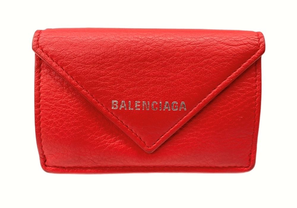 【超美品☆大人気ブランド】BALENCIAGA バレンシアガ 赤 ミニ財布 バレンシアガ BALENCIAGA MINI WALLET ミニ ウォレット 三つ折り