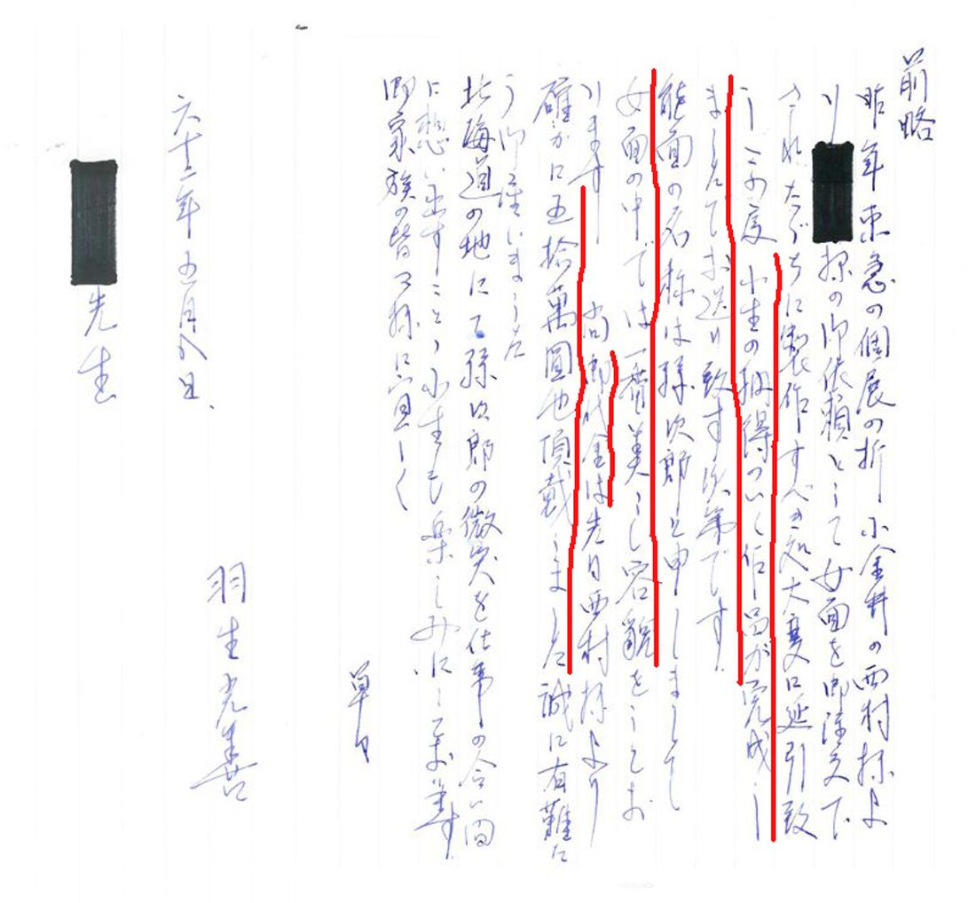 羽生光善　孫次郎 羽生 光善「孫次郎」木彫彩色能面・共箱・面袋付 現代能彫刻会