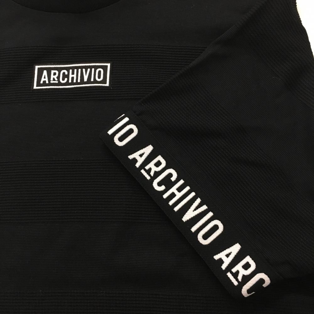 超美品】アルチビオ 半袖ハイネックシャツ 黒×白 袖口ロゴ