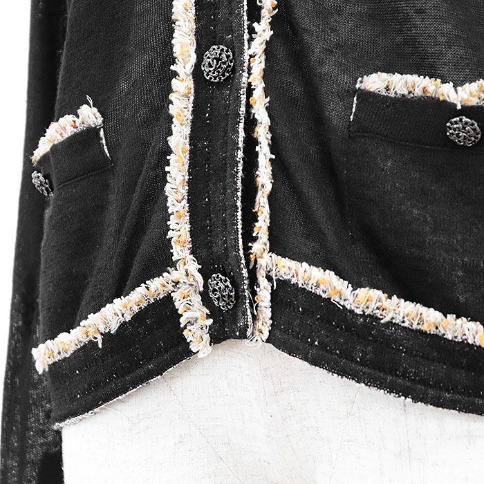 CHANEL シャネル ニットカーディガン P37863 COCOマークボタン リネン  