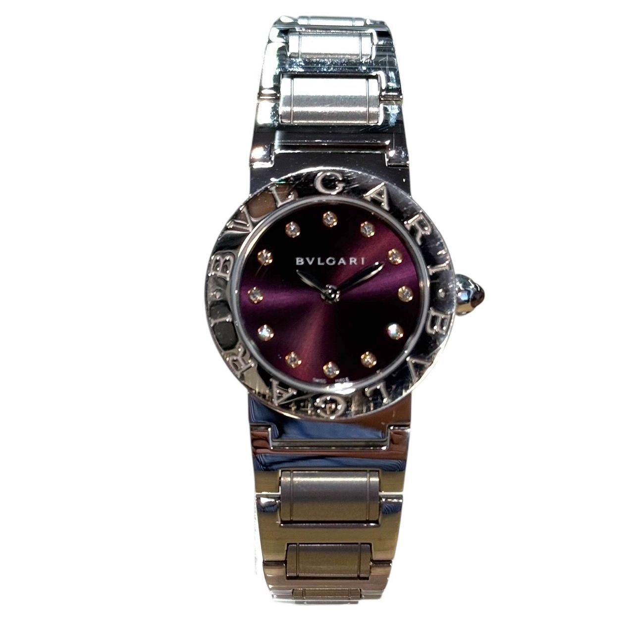 鑑別書つきブルガリBVLGARIダイヤベゼルブルーシェル12P文字盤 BVLGARI