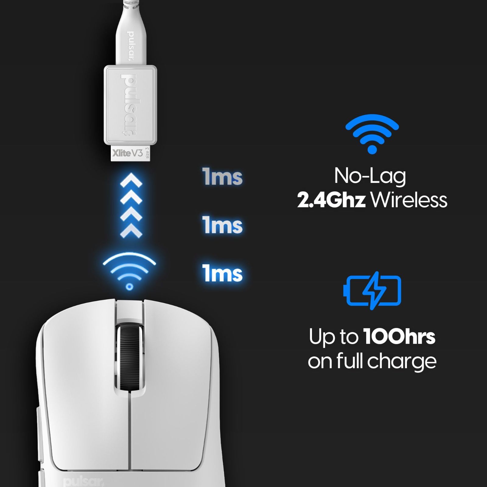 【在庫処分】Optical DPI Sensor 26000 1ms 58グラム 超軽量 PAW3395 ゲーミングマウス ワイヤレス Large V3 国内正規品 Xlite Gears Gaming Pulsar