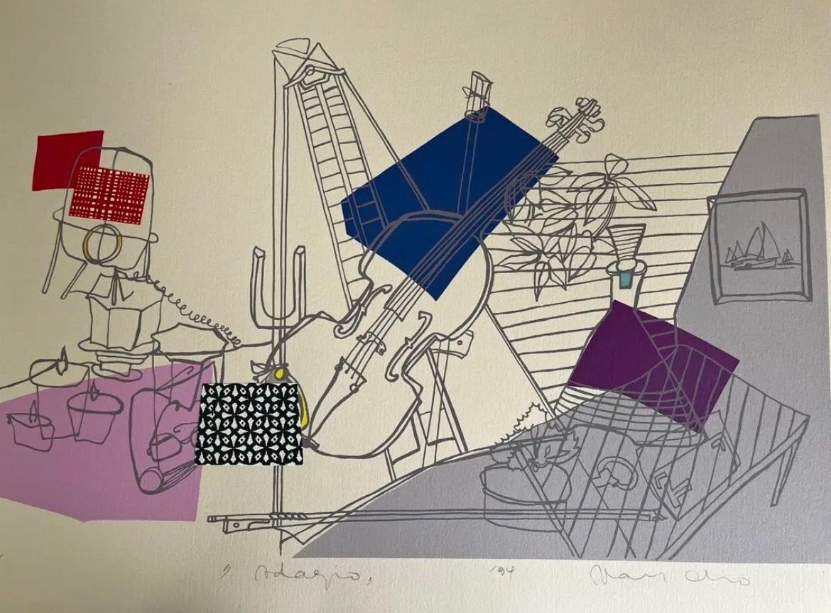 シルクスクリーン コラージュ 版画 22枚 カナダ在住初期作品 額入り 直筆サイン エディション番号あり