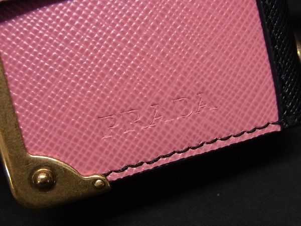 □極美品□ PRADA プラダ レザー メモ帳 ブック型 キーホルダー バッグ  