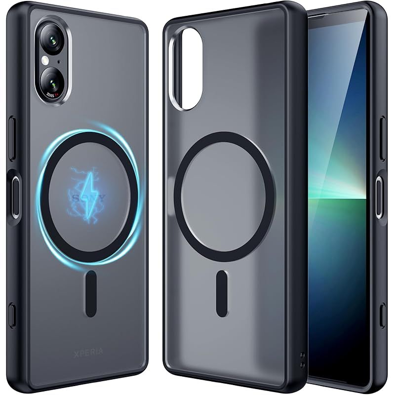 【米軍規格・Magsafe対応】SONY Xperia 5 V ケース マグネット搭載 ワイヤレス対応 半透明 SO-53D | SOG12 耐衝撃 指紋防止 マット感 黄ばみなし ストラップホール付き マグセーフ対応 エクスペリア5V 