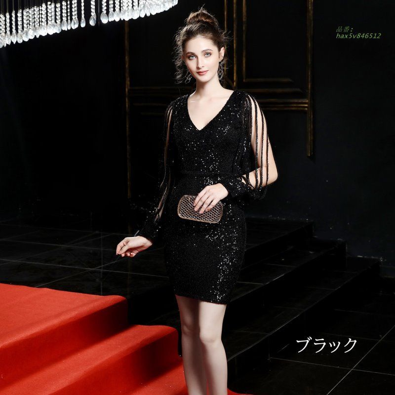 ドレス ミニドレス 長袖 パーティードレス 結婚式 二次会 ワンピース ミディアムドレス 演出 フォーマルドレス スパンファスナー 発表会 演奏会 hax5v846512