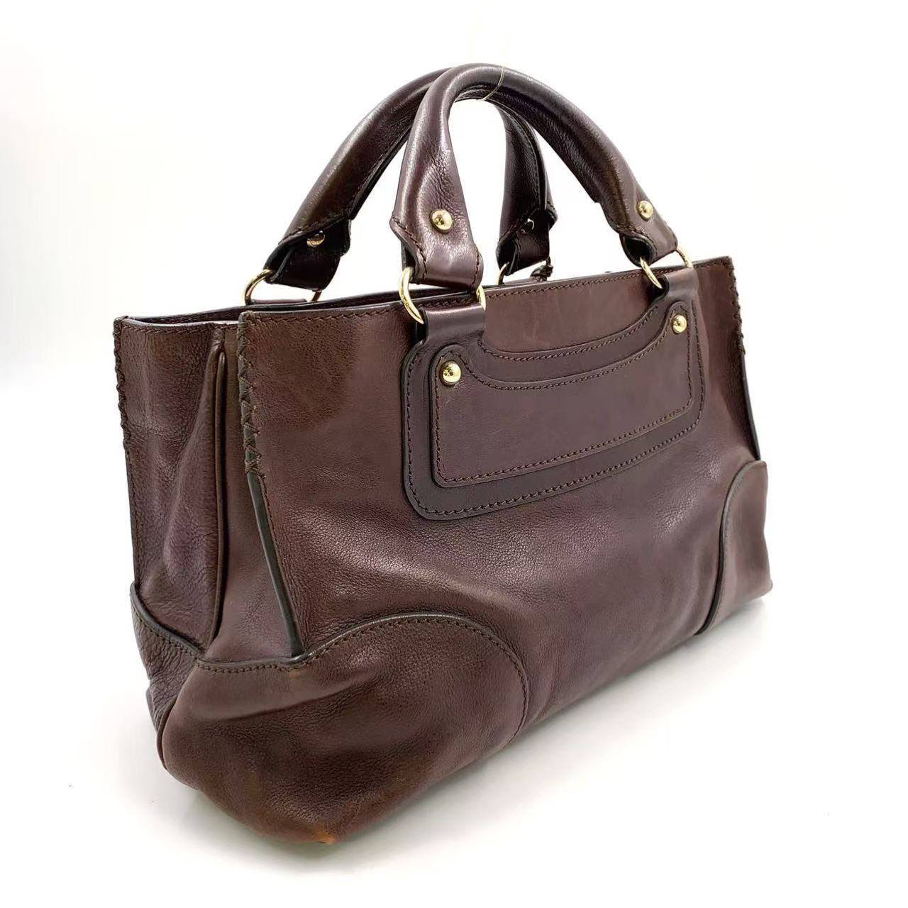 CELINE ブラウンレザー ハンドバッグ CELINE ハンドバッグ ブラウン レザー