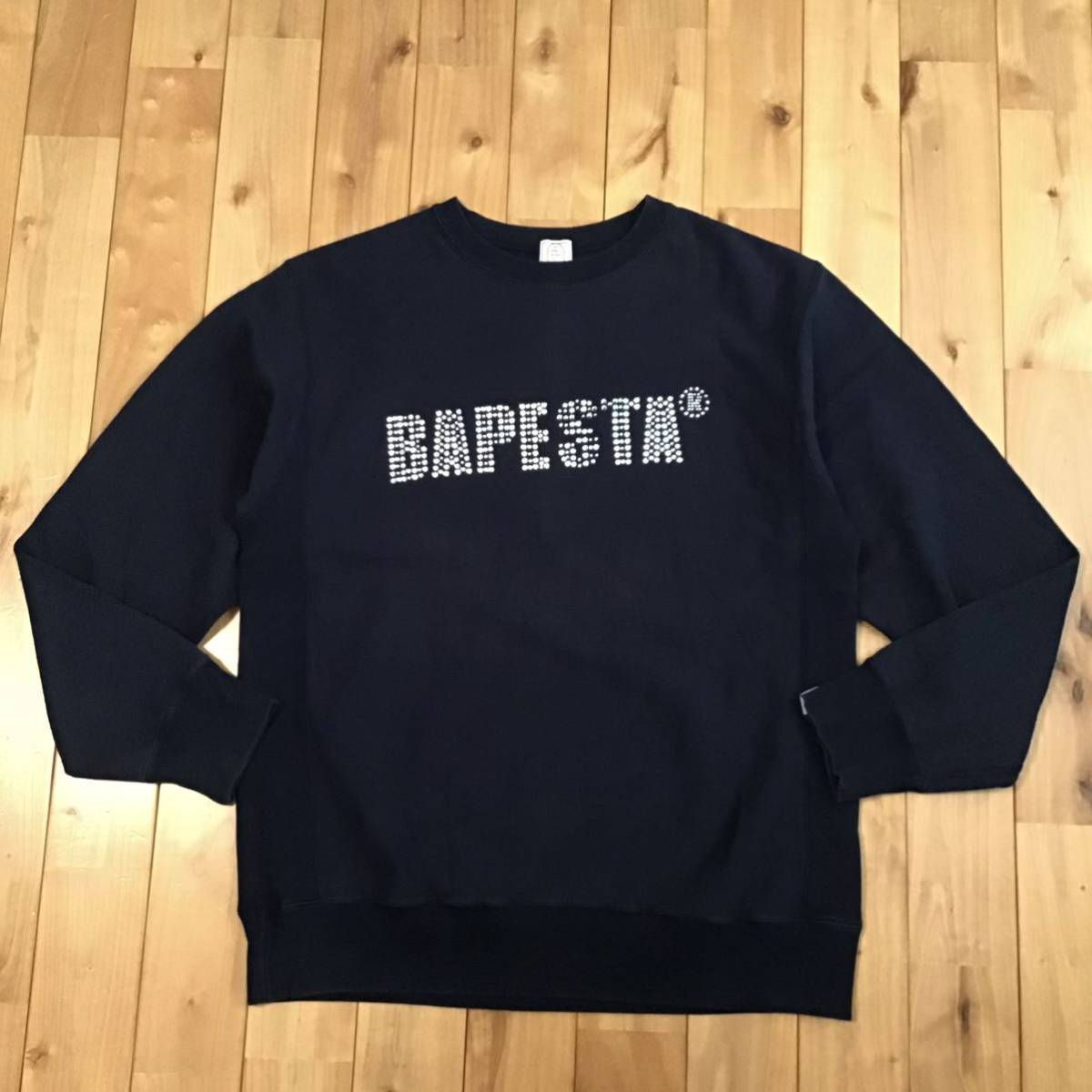Swarovski BAPE STA logo 長袖スウェット Mサイズ ネイビー a bathing 