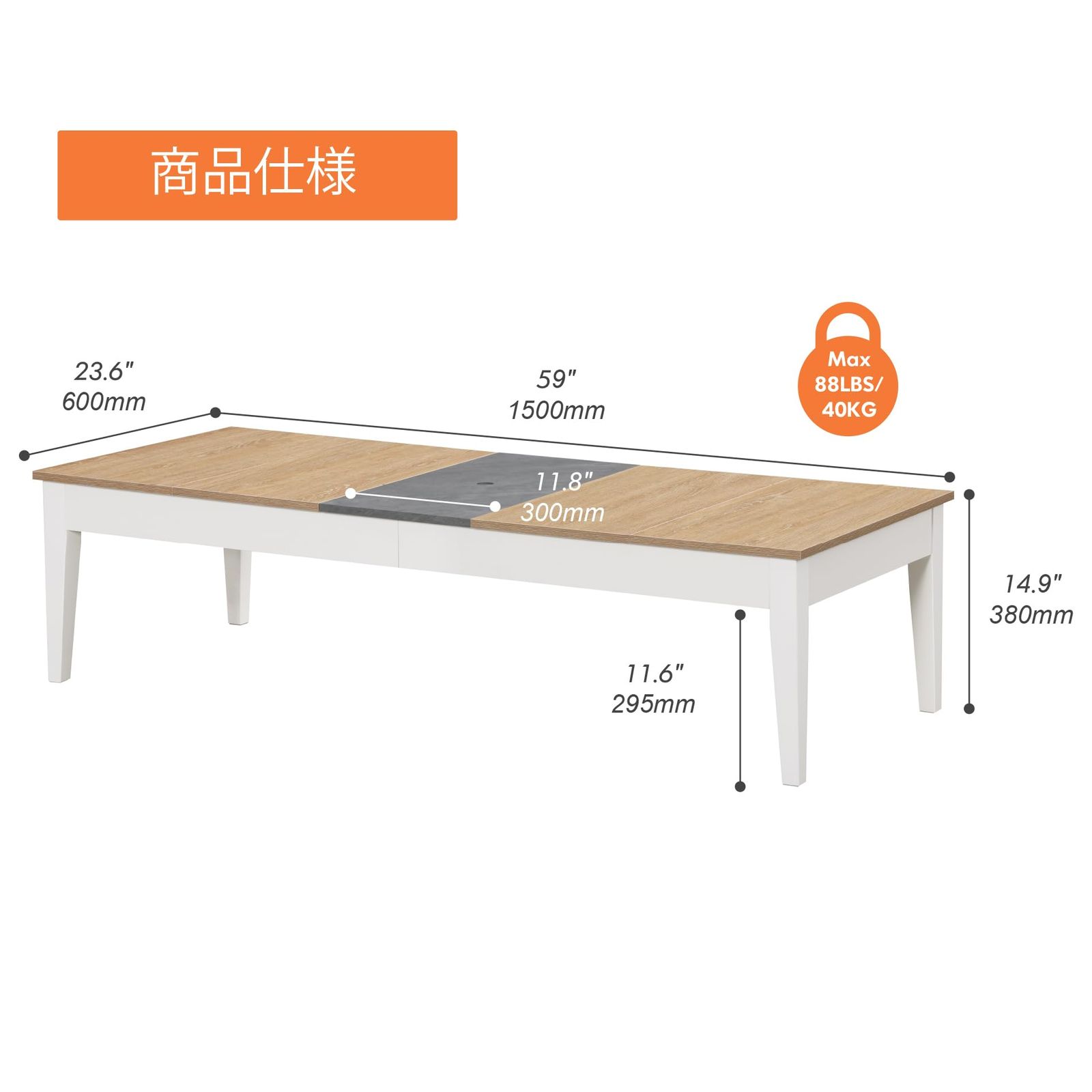 木製 コーヒーテーブル 座卓テーブル おしゃれ 組立簡単 リビングテーブル 収納付き 幅130cm センターテーブル 北欧風 ホワイト ローテーブル WAMPAT