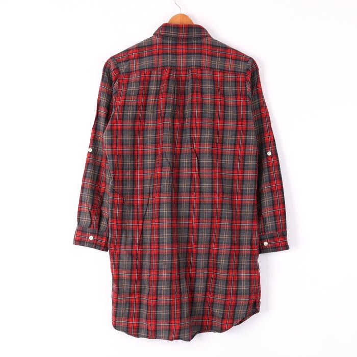 FRED PERRY】シャツワンピース チュニック チェック柄 グレー×赤