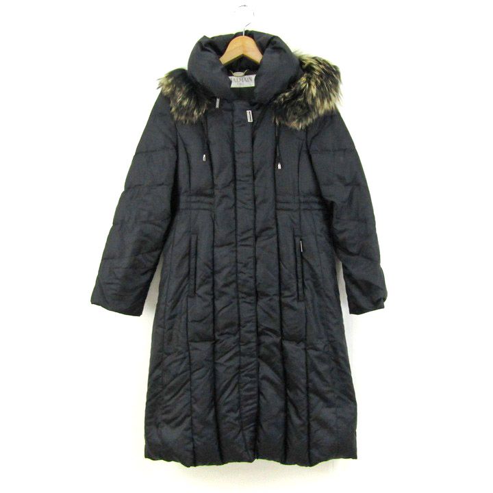 バルマン BALMAN ダウンコート M 黒 ブラック ブルーフォックス ファー