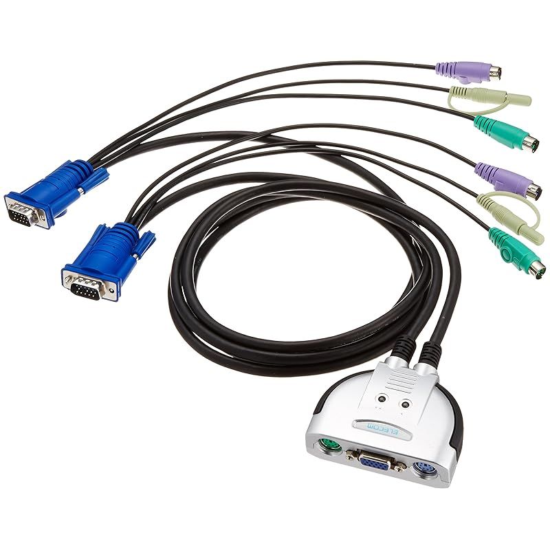エレコム KVMスイッチ 自動切替機能 PS/2 VGA スピーカー 2台 KVM-KP2 0