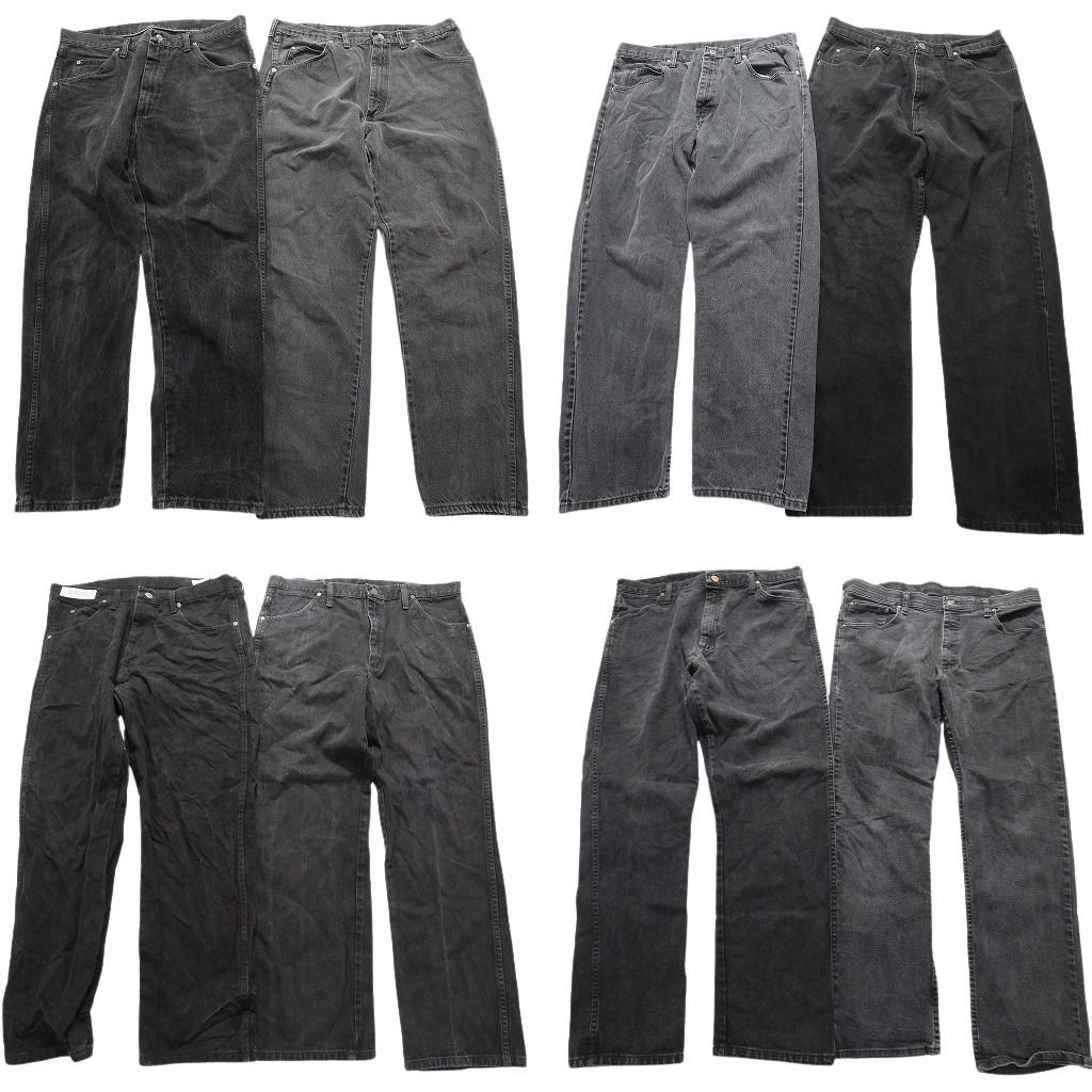 古着卸 Wrangler ラングラー ブラックデニム パンツ 8枚セット メンズ 36 フェード アメカジ 革パッチ 古着 NA3179