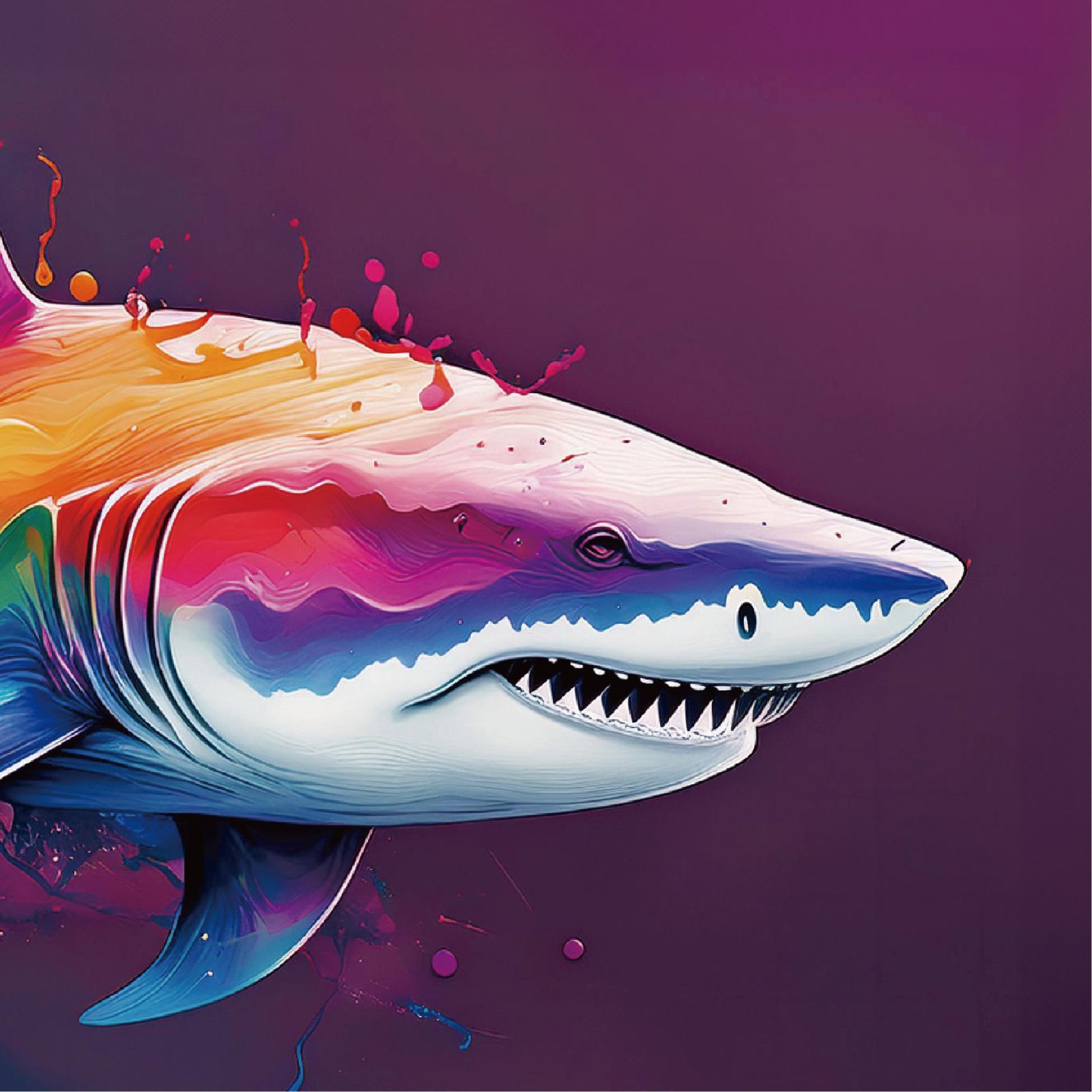 虹サメ <NO.001>（Rainbow Shark）』 《ショップオリジナル》《レインボーシリーズ》 A4 光沢 アートポスター【フレーム付】 -  メルカリ