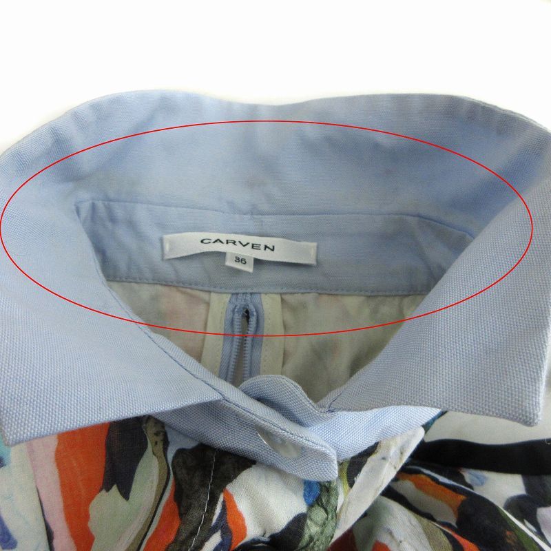 カルヴェン CARVEN ワンピース ノースリーブ フレア ひざ丈 総柄