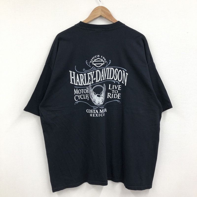 ハーレーダビッドソン HARLEY-DAVIDSON Tシャツ 半袖 両面プリント サイズ：メンズ 3XL ビッグサイズ ブラック【UR】