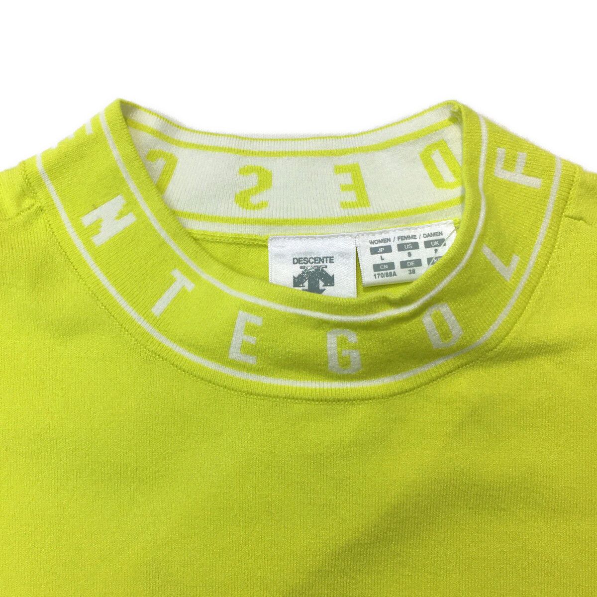 coco 未使用品 デサントゴルフ DESCENTE GOLF レディース セーター L 黄 ライムイエロー 長袖モックネック ニット 未使用品 レディース デサントゴルフ DESCENTE GOLF セーター L