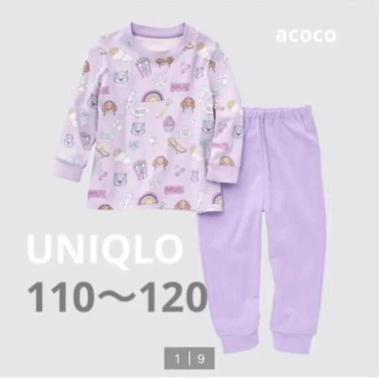 低価格低価格UNIQLO パウパト パジャマ 紫 100 パジャマ