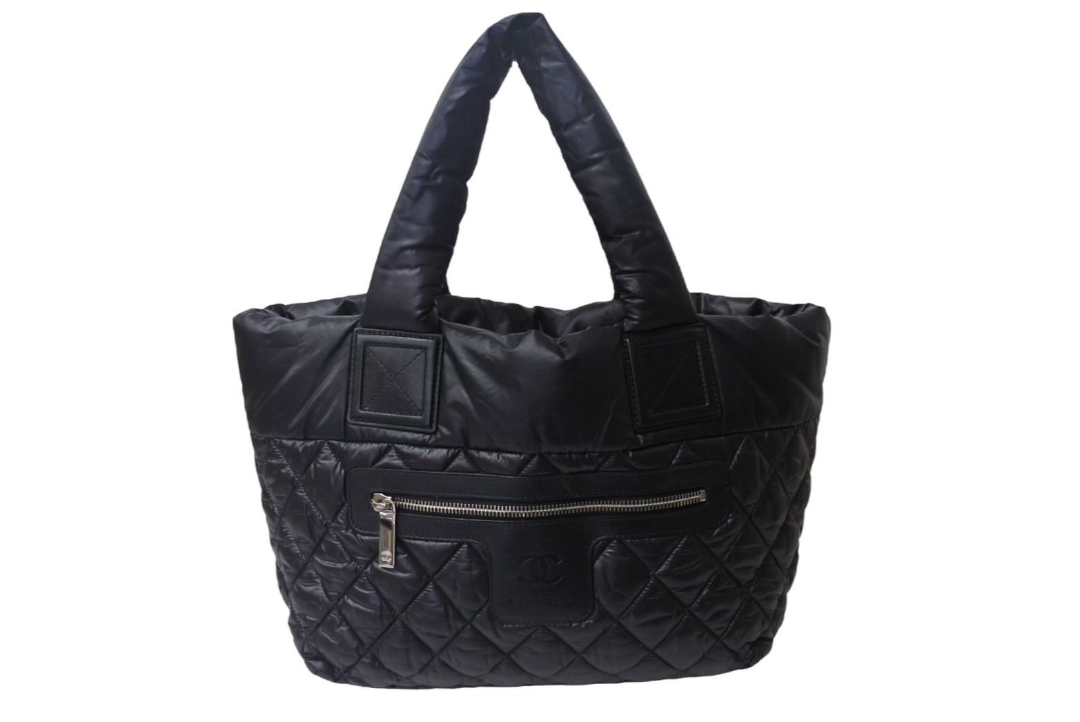 CHANEL シャネル コココクーン スモールトート ハンドバッグ A48610 16番台 ココマーク ブラック シルバー金具 4b001736