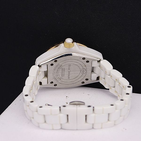 稼働 良品 スタージュエリー QZ ホワイトシェル文字盤 デイト