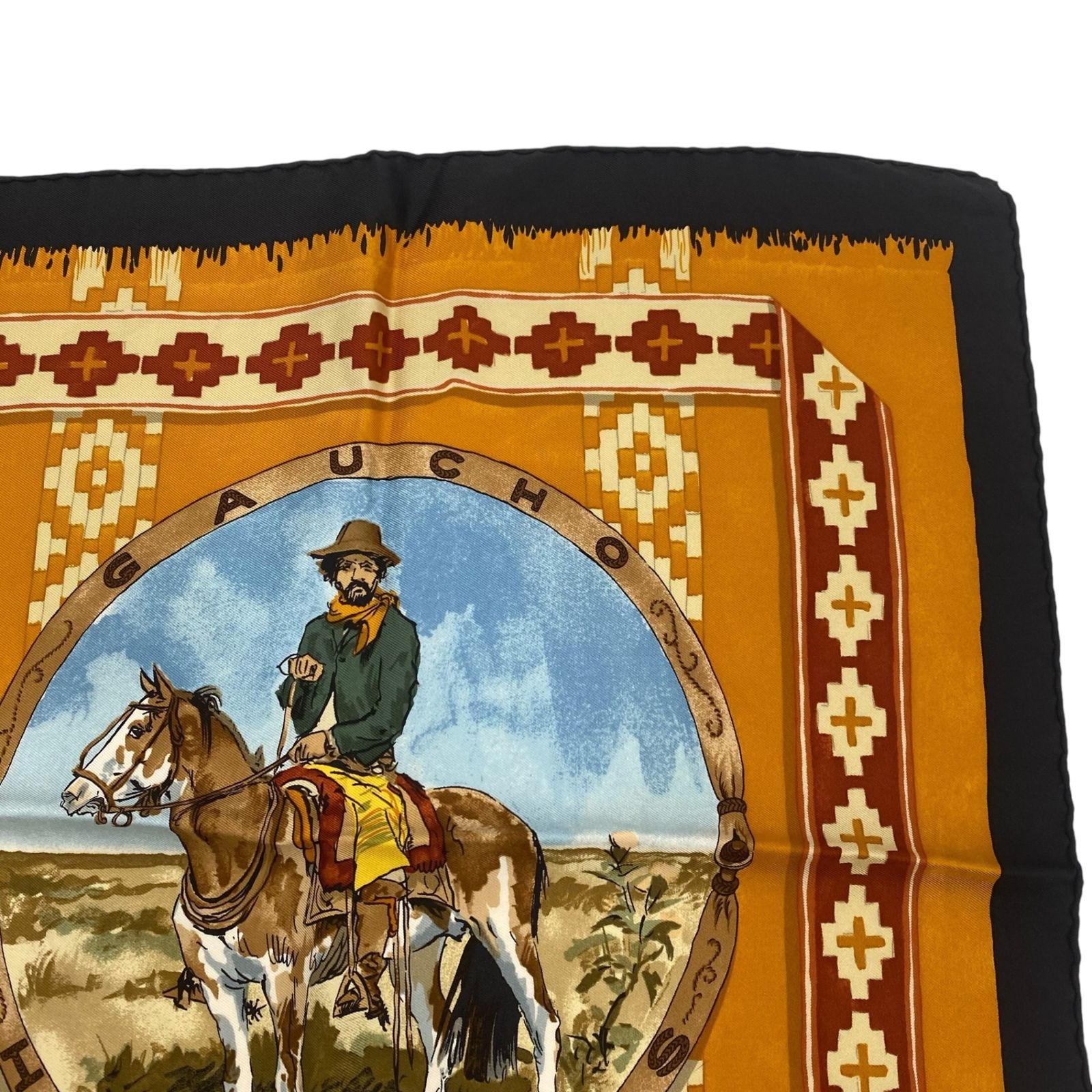 エルメス シルク プリーツスカーフ 馬と騎士 エルメスカレ90