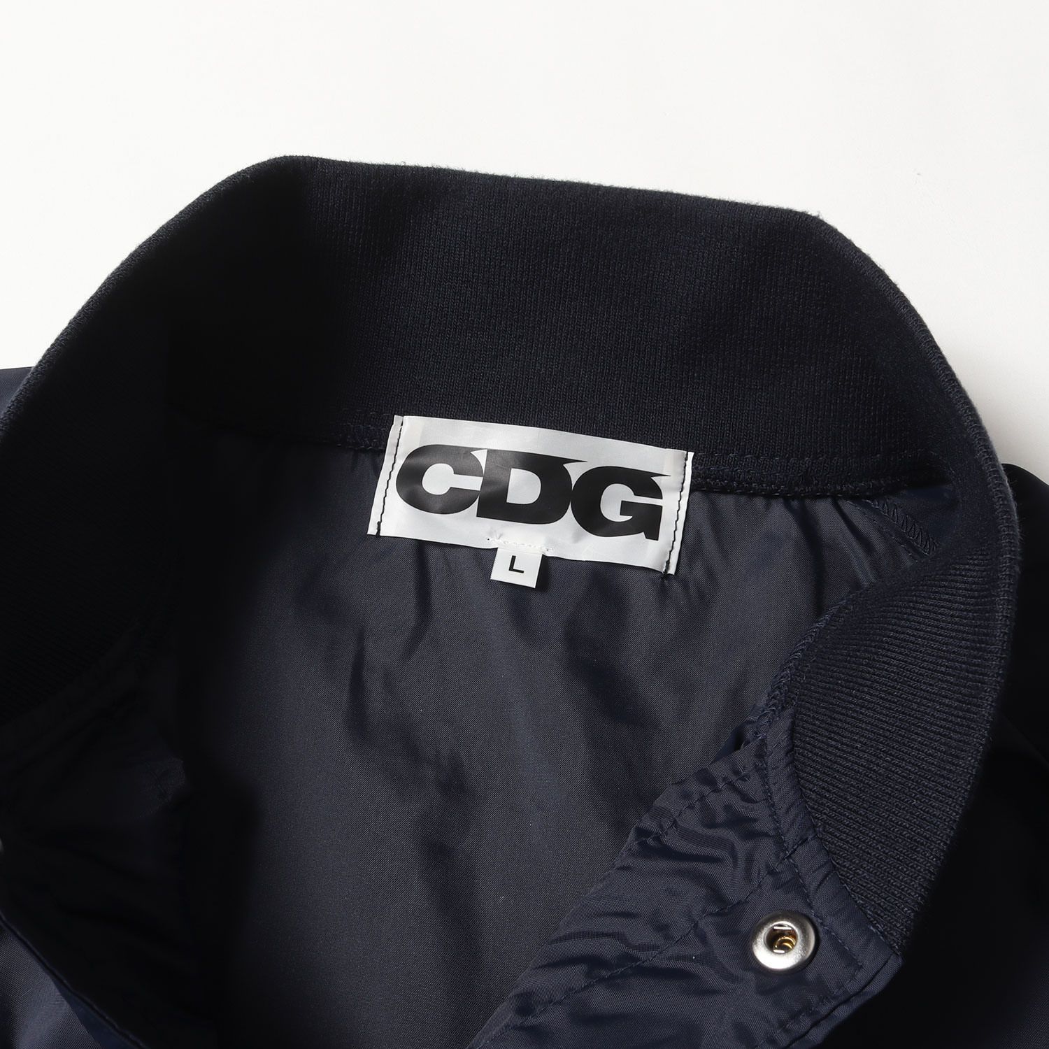 CDG ナイロン ジャケット コムデギャルソン ロゴ ネイビー 美品 GOOD