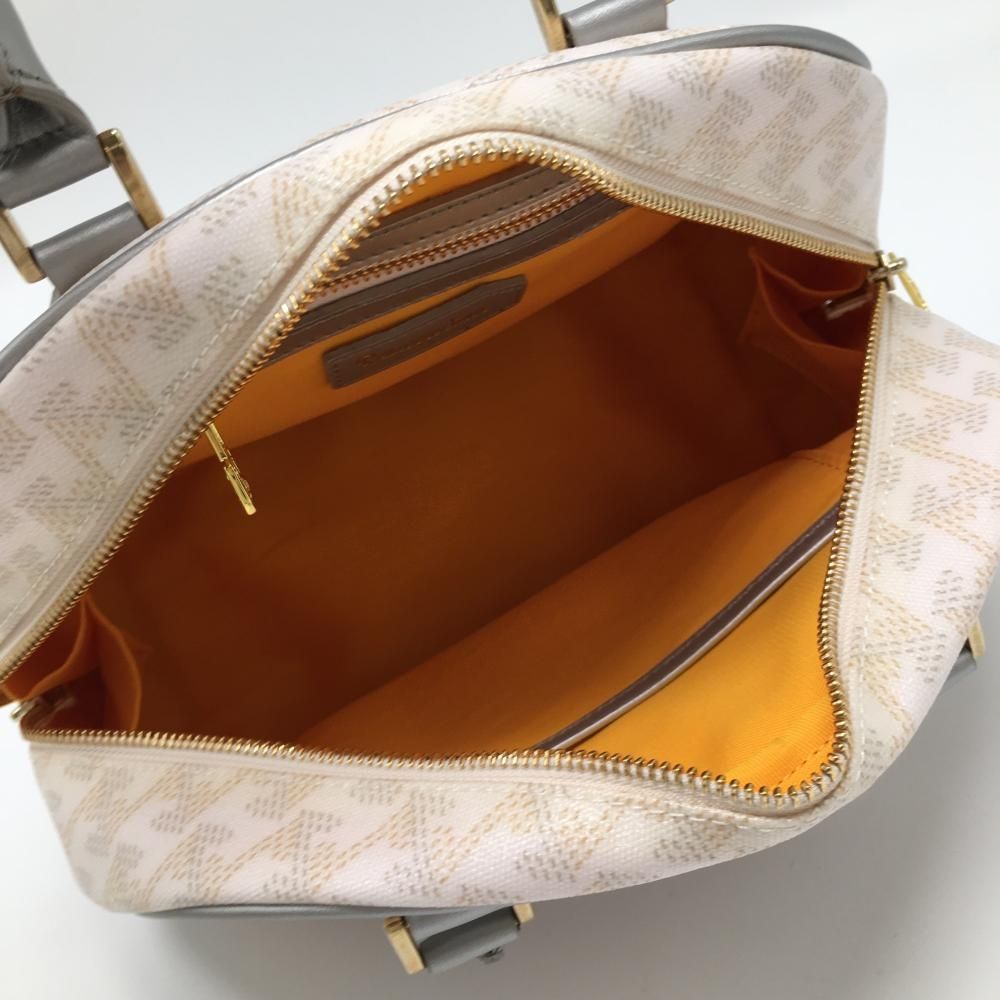 超美品】レザレクション カートバッグ 白×ブラウン系×グレー 総柄 内外