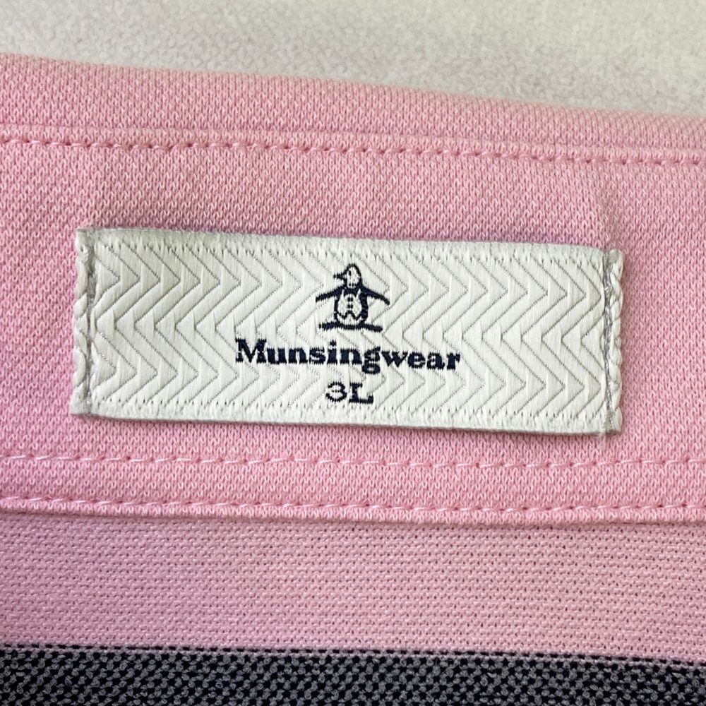 サイズ：3L MUNSING WEAR マンシングウェア  半袖ワンピース ボーダー柄 ピンク系 [240101491418] ゴルフウェア レディース ストスト サイズ：3L MUNSING WEAR マンシングウェア 半袖ワンピース