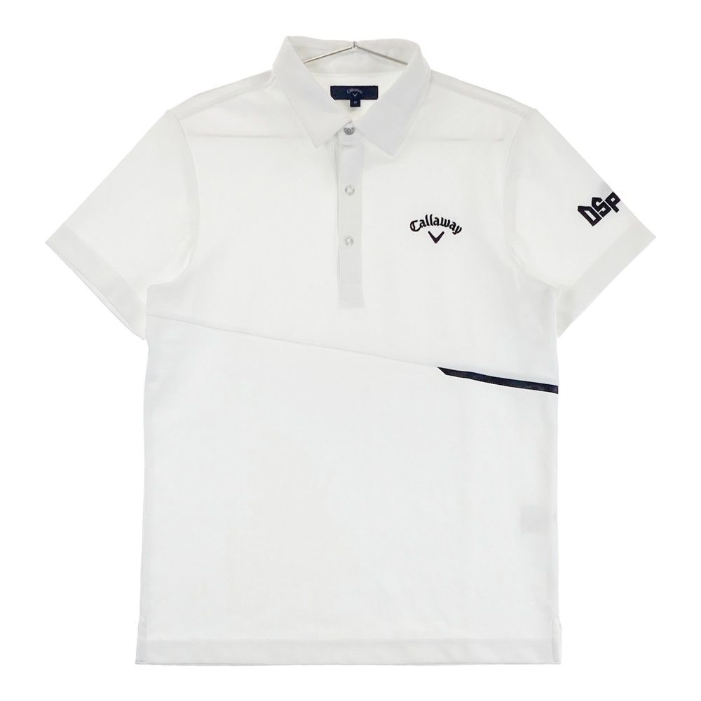 Callaway キャロウェイ 刺繍 ゴルフ ウェア メンズ アウター 薄手 ジャージ ストライプ フルジップ ジャケット LL サイズ 紺 ネイビー 美品