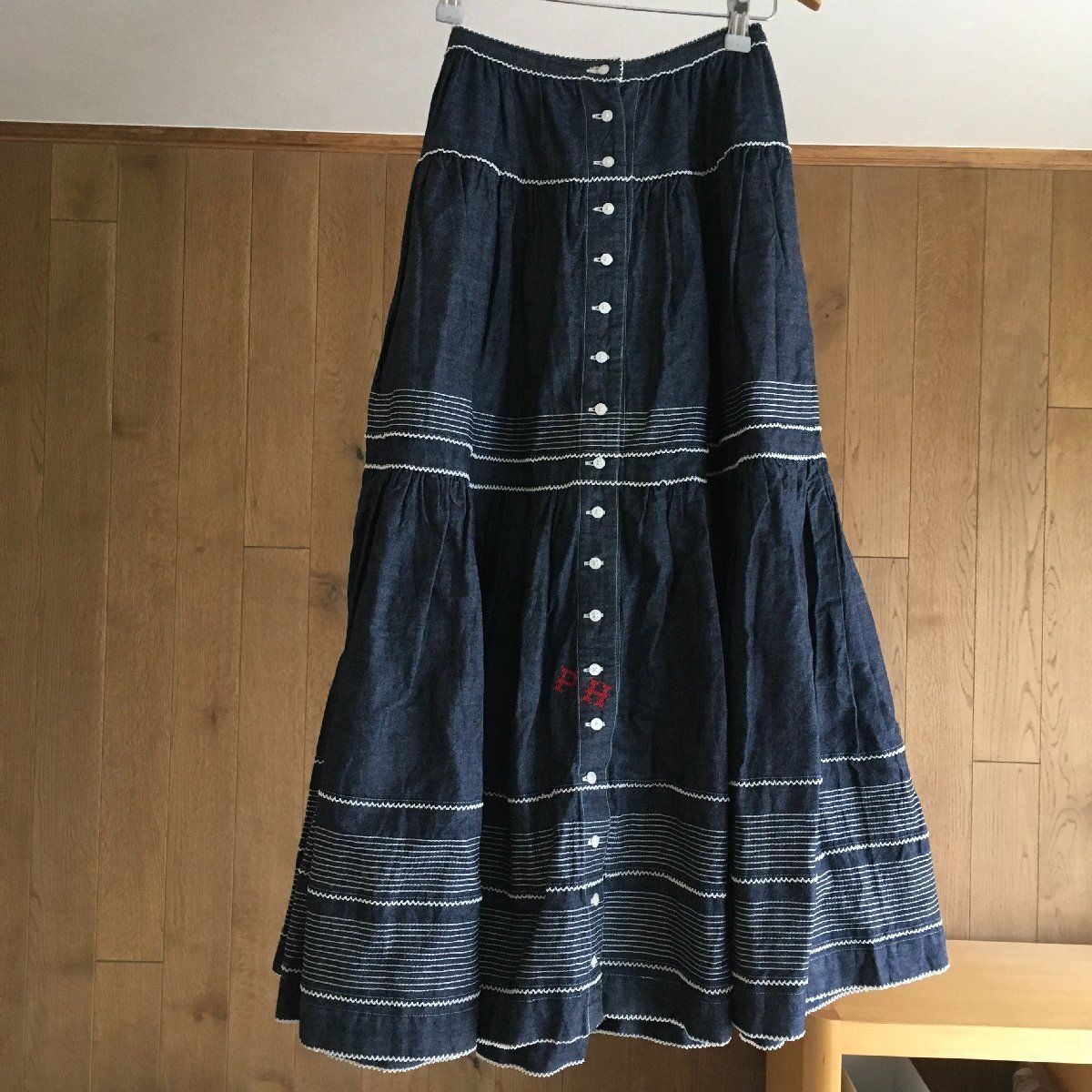 美品 PINK HOUSEピンクハウス デニム フリル セール スカートF フリル  