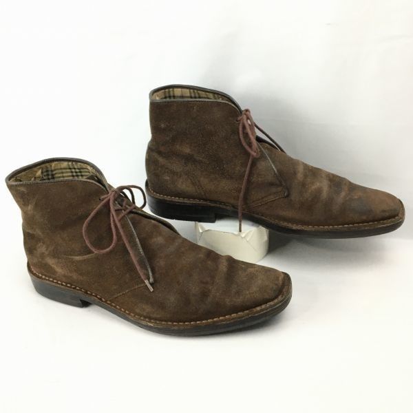 Burberry|バーバリー 本革チャッカブーツ size26.0 ゆったり ダーク茶|BROWN |men s 管No.WZC208<sale>