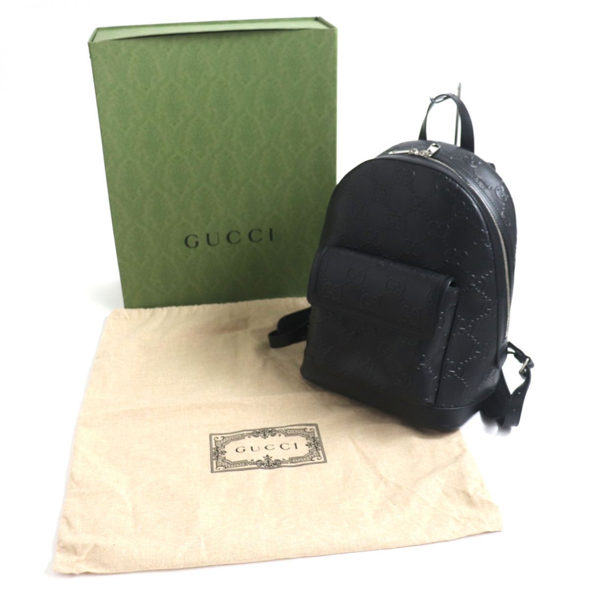 美品▽GUCCI グッチ 658579 GGエンボス レザーバックパック/リュック 