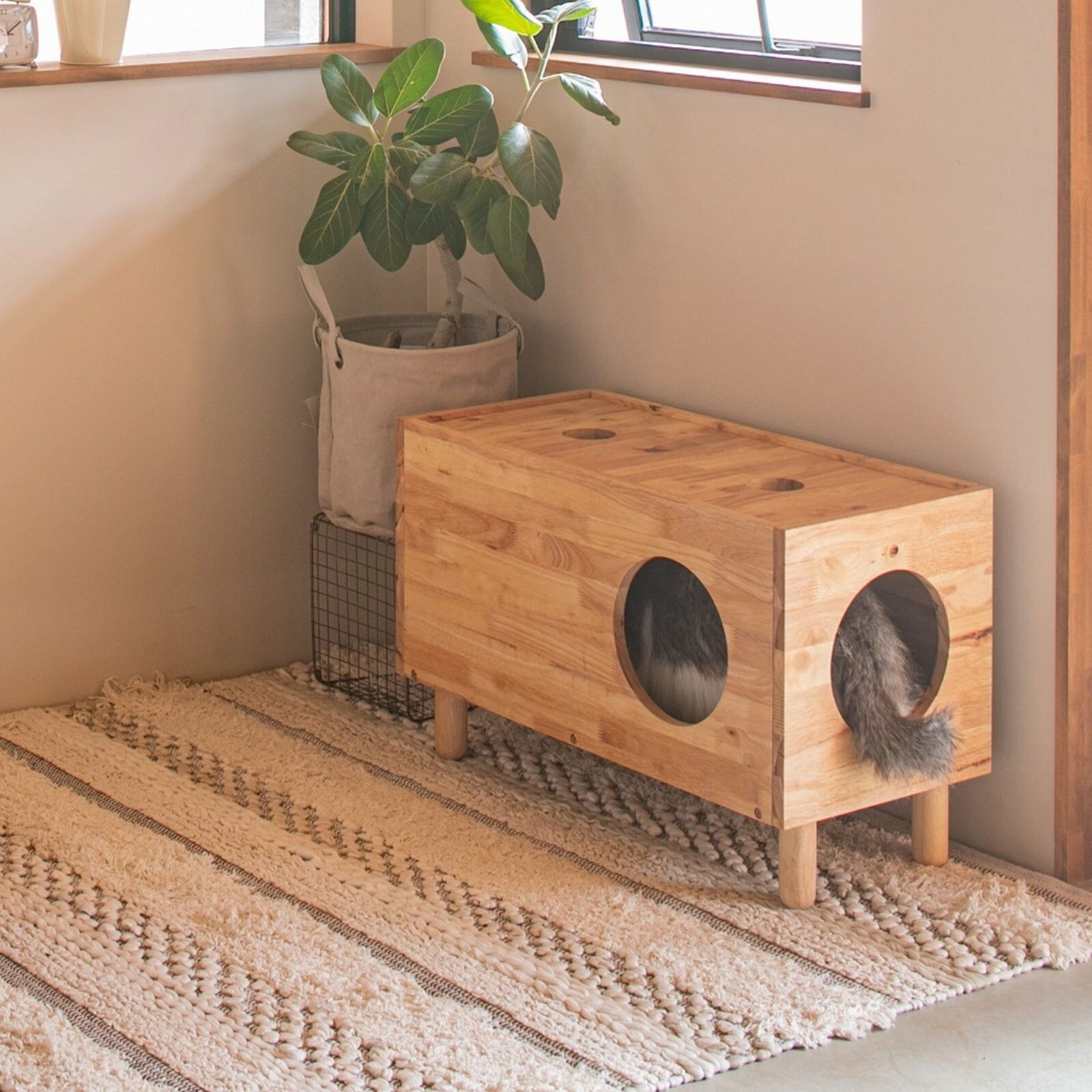 キャットハウス 猫 ベッド 猫ハウス 猫ベッド ハウス ペットベッド 木製 猫用ベッド 猫小屋 クッション付き